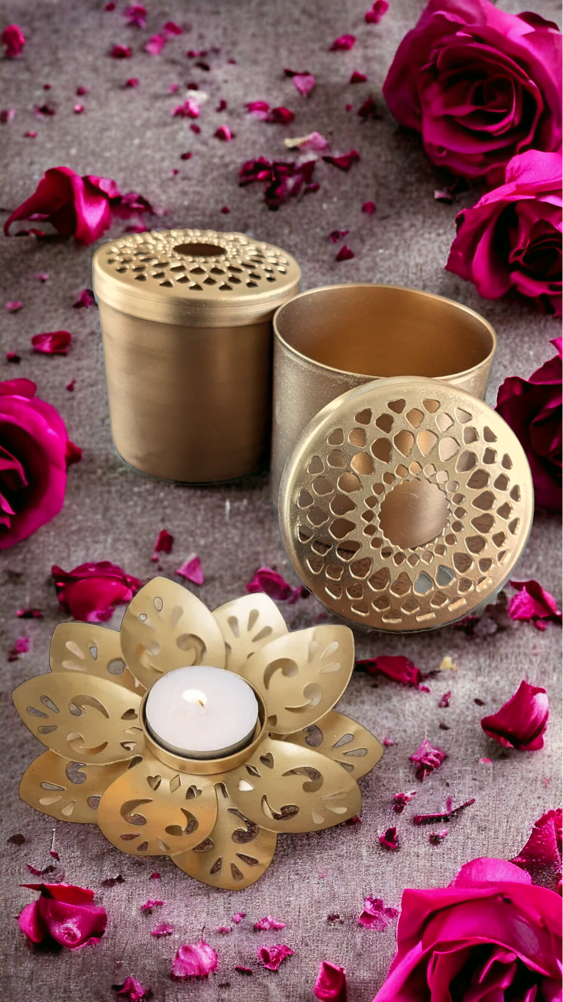 Metal Gold Finished Candle Holder
